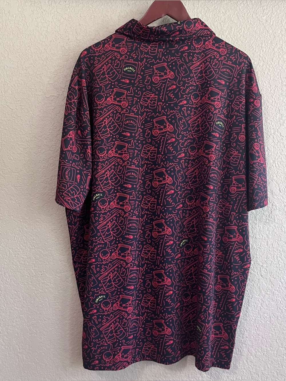 Sunday Swagger Fireball Blaze Golf Polo Men's 2XL Fireball Whisky Red Black - Picture 3 of 13